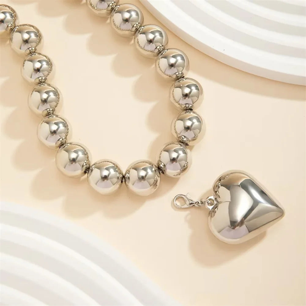 Collier Perles Cœur Doré Baroque Punk | MDN Store