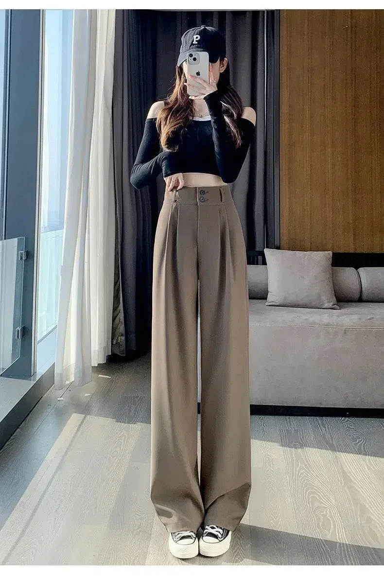 Pantalon Femme Grande Taille Haute Coréen - Baggy Bureau Élégant | MDN Store