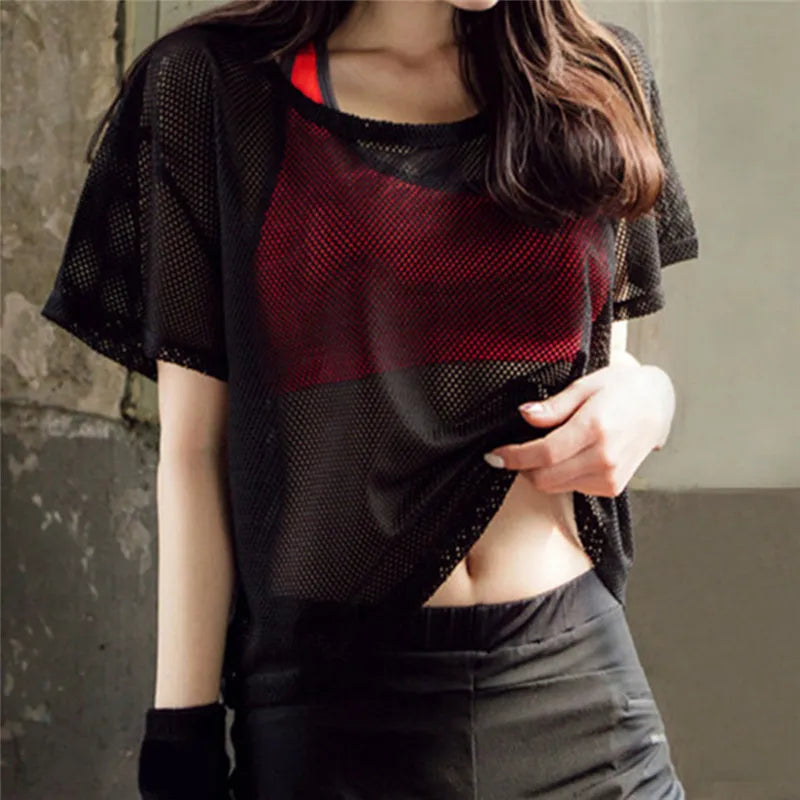 T-Chemise Yoga Femme Mesh Respirant Manches Courtes Fitness | MDN Store