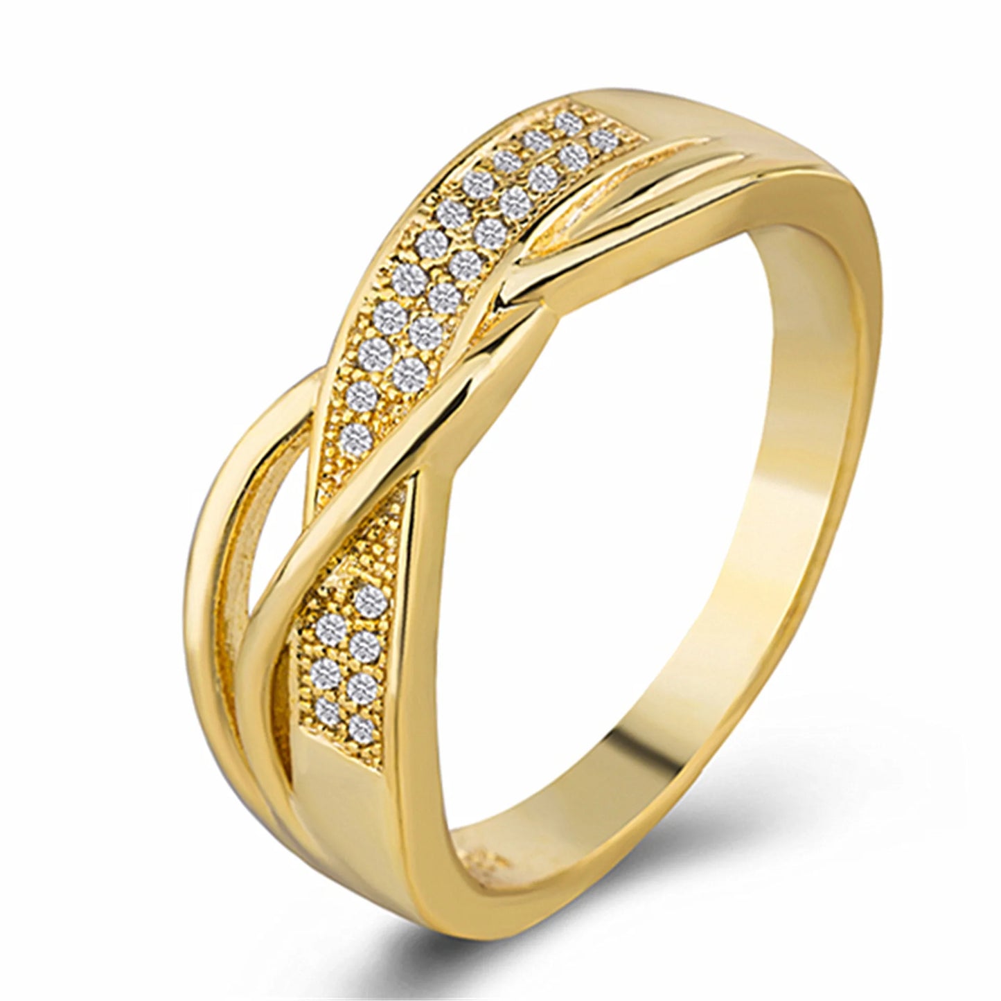 Bague Or Jaune 18K Diamant Ruban Fiançailles | MDN