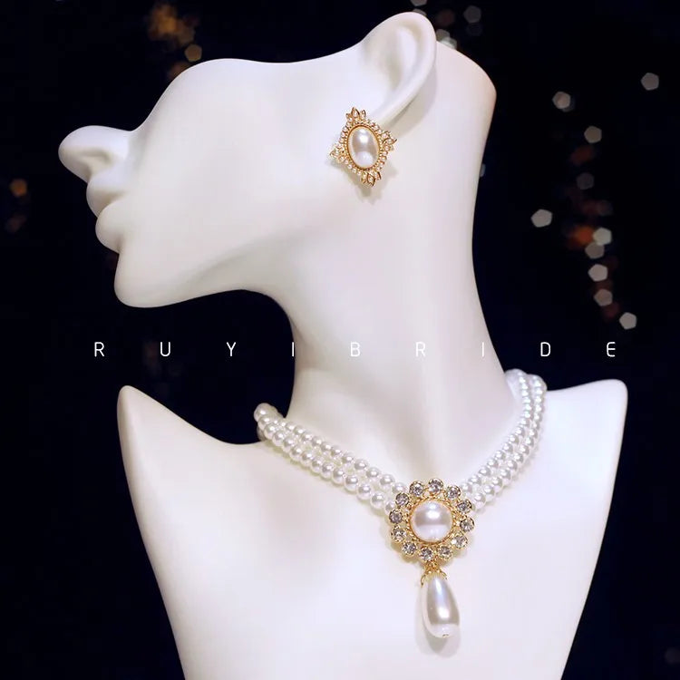 Parure Collier Boucles Perles Vintage | MDN Store