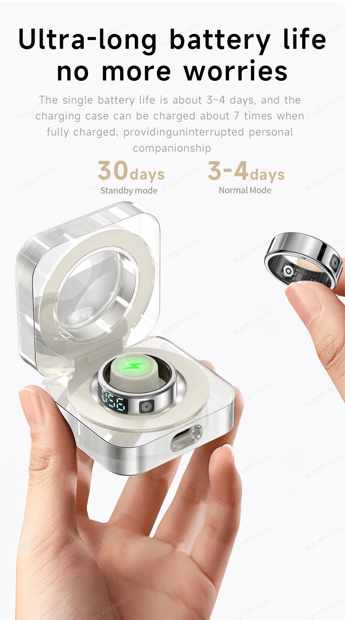 Bague Connectée Écran Tactile Charge Sans Fil Étanche 5ATM | MDN Store