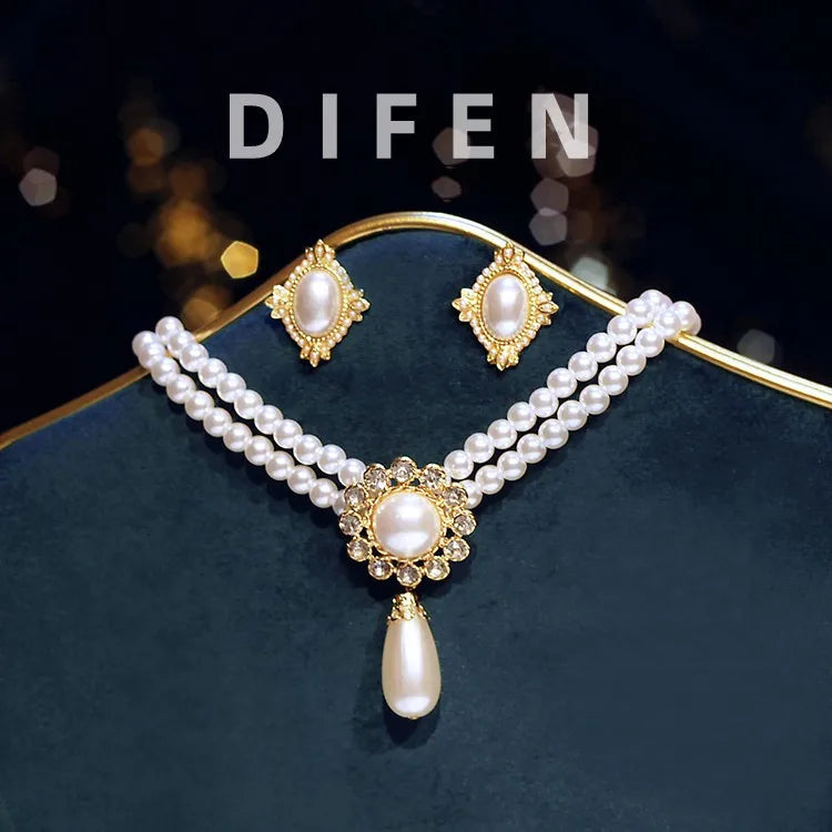 Parure Collier Boucles Perles Vintage | MDN Store