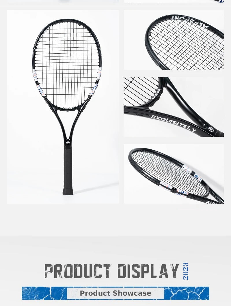 Raquette de Tennis Professionnelle ALPSPORT T800 — Fibre de Carbone 100%, Ultra-Légère 280g, Sangle Antidérapante | MDN Store 25
