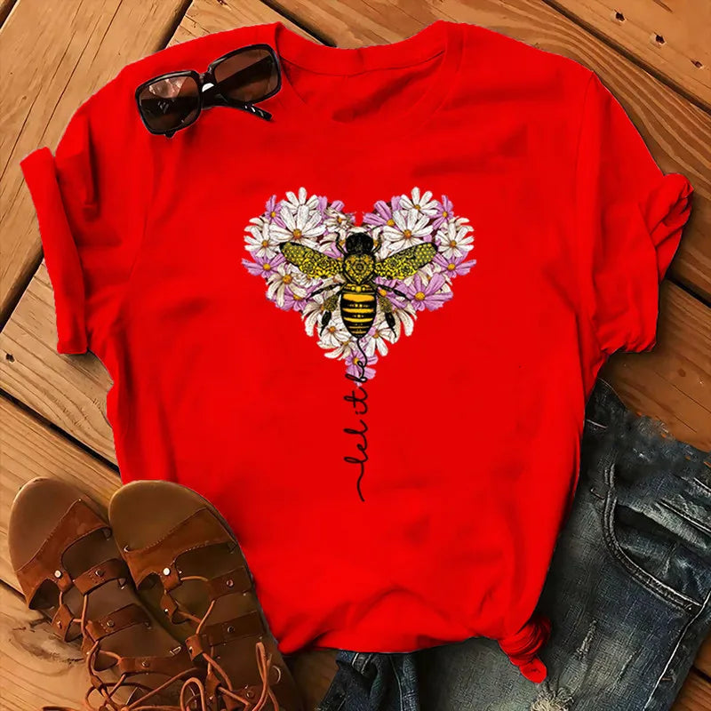 T-shirt Coton Abeille Fleurs Oversize Femme | MDN