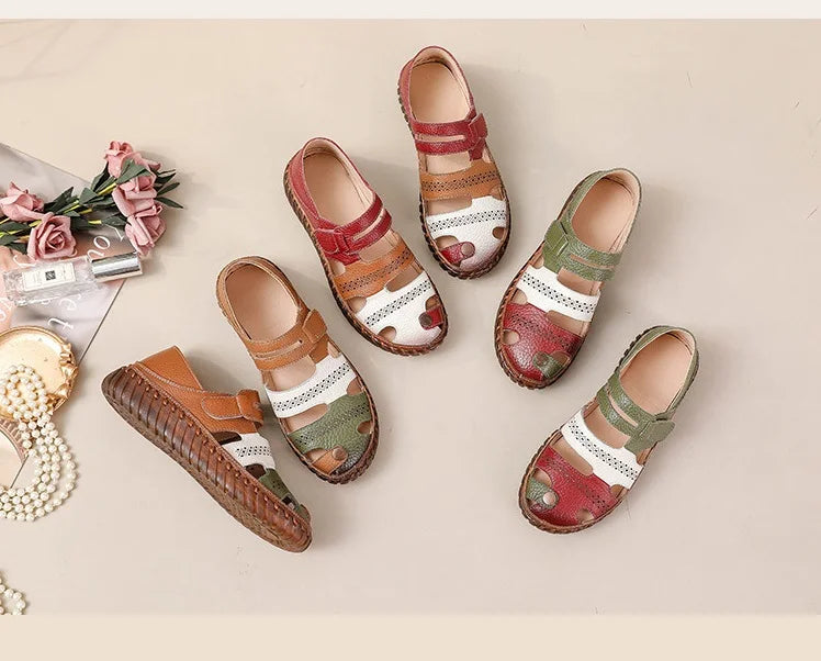 Sandales Cuir Plates Bout Fermé Lorilury | MDN Store
