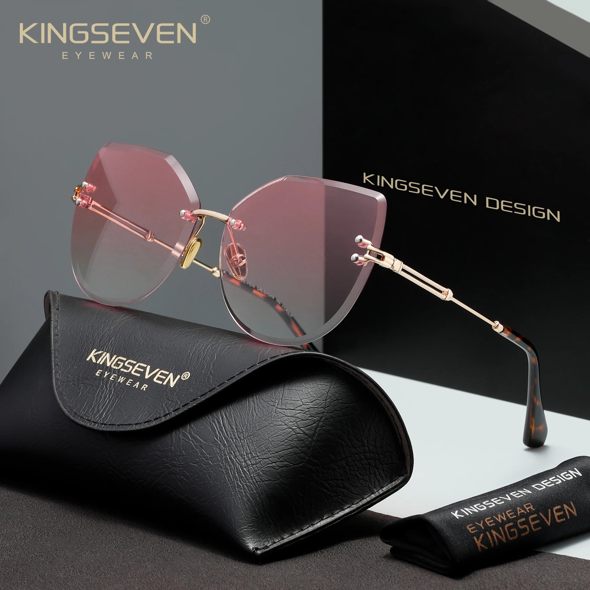 KINGSEVEN Lunettes de Soleil Sans Monture Femme Papillon Verres Dégradés UV400 | MDN Store 25