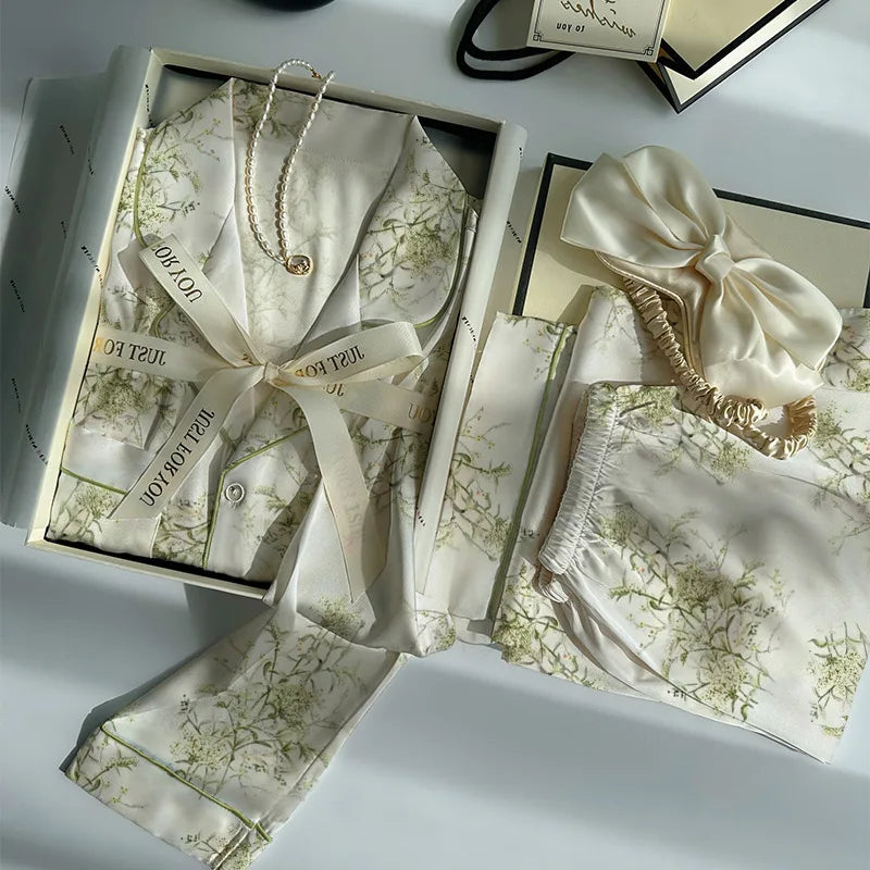 Pyjama Satin Soie Imprimé Mignon | MDN