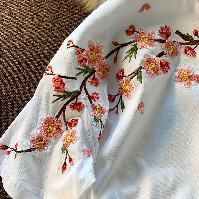 T-Chemise Broderie Cerisiers Femme | MDN Store