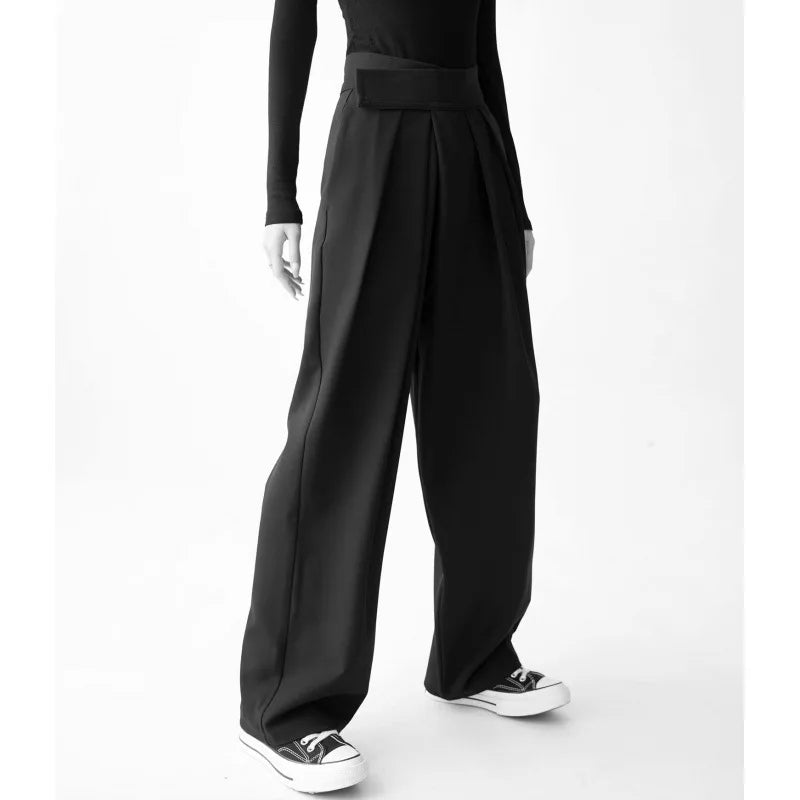 Pantalon Costume Noir Femme Homme Taille Haute - Unisexe Bureau Minimaliste Y2K | MDN