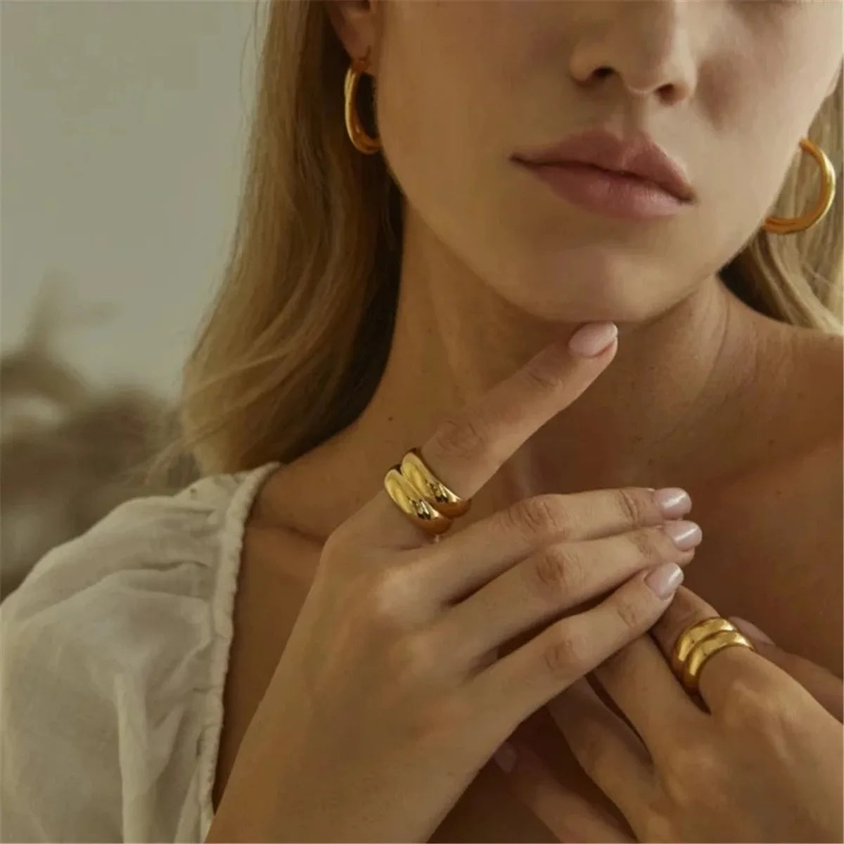 Bague Double Couche Acier Plaqué Or 18K | MDN Store