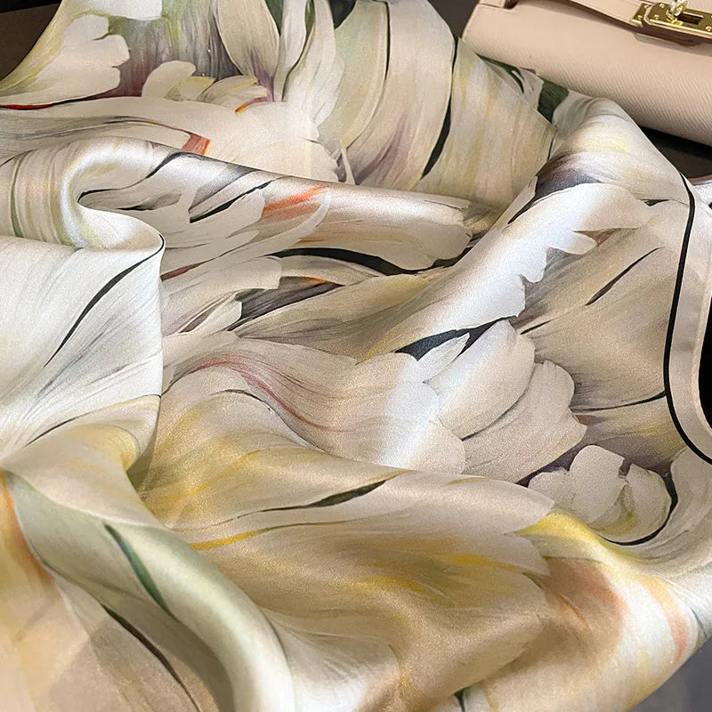 Foulard Carré Soie Mûrier 100% Floral 53cm Femme | MDN Store