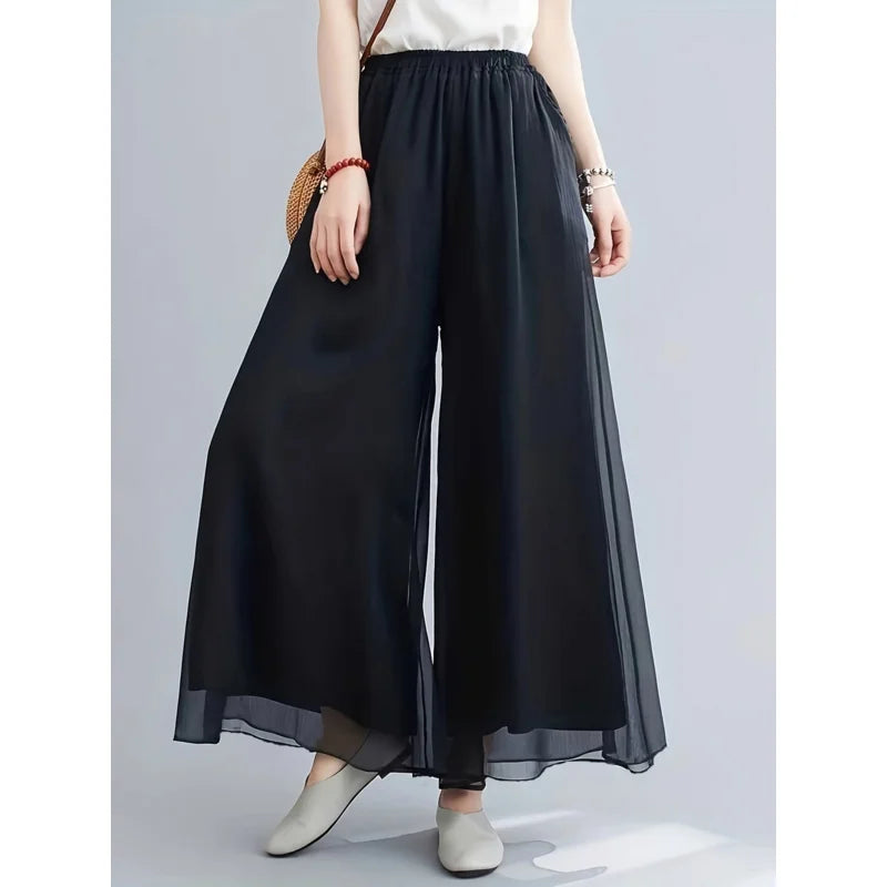 Pantalon à jambes larges en mousseline fine pour f - MDN Store 25