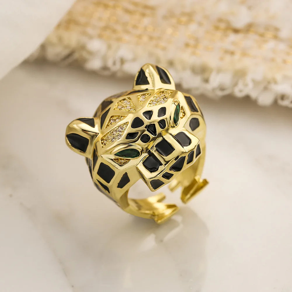 Bague Léopard Animal Punk Or Zircon Femme | MDN