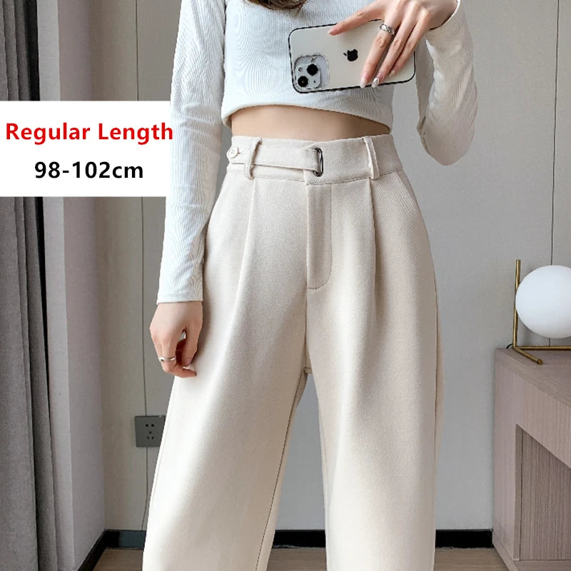 Pantalon Laine Large Femme Boutons Milk Tea | MDN Store
