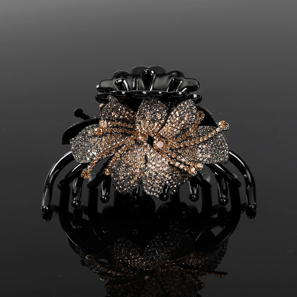 Pince Cheveux Fleur Strass Luxe Coréenne - Barrette Crabe Élégante | MDN Store