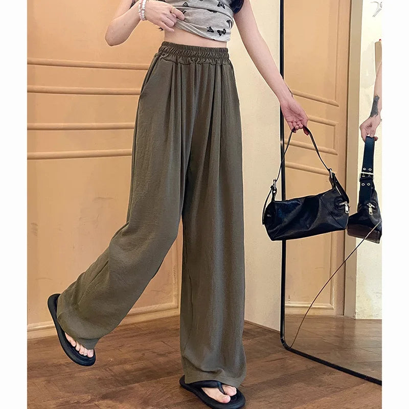 Pantalon Plissé Soie Glacée Taille Haute | MDN Store