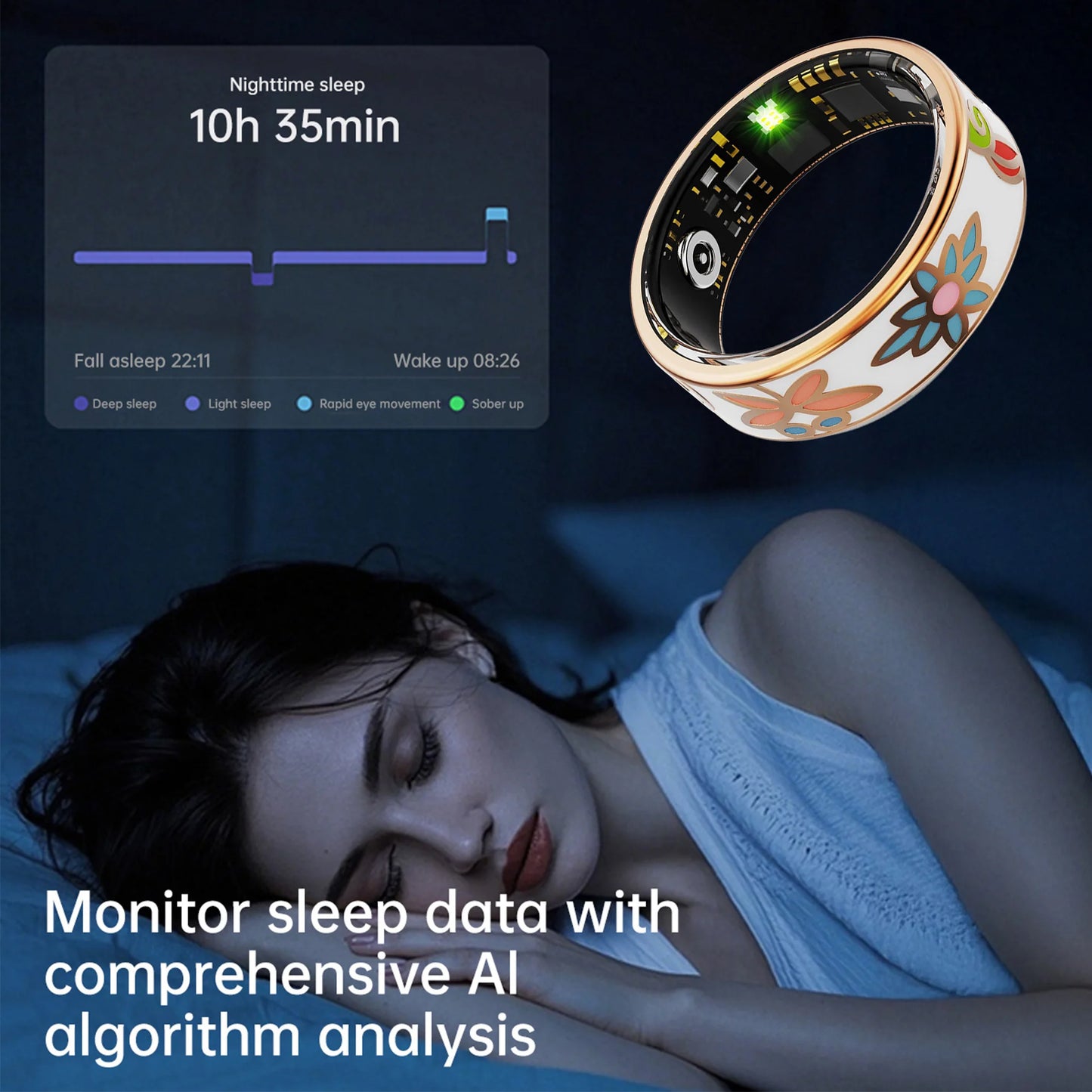 Bague Connectée Émail Coloré Santé Sommeil Sport | MDN