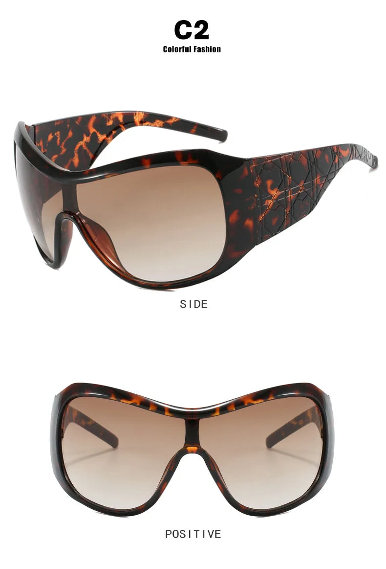 Lunettes de Soleil Y2K Oversize Monobloc UV400 - Femme | MDN