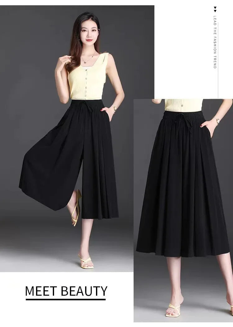 Jupe-Culotte Large Soie Glacée Femme | MDN Store