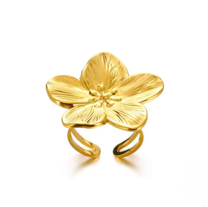 Bague Géométrique Acier Doré Ajustable | MDN Store