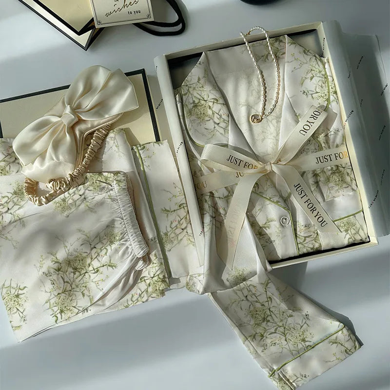 Pyjama Satin Soie Imprimé Mignon | MDN