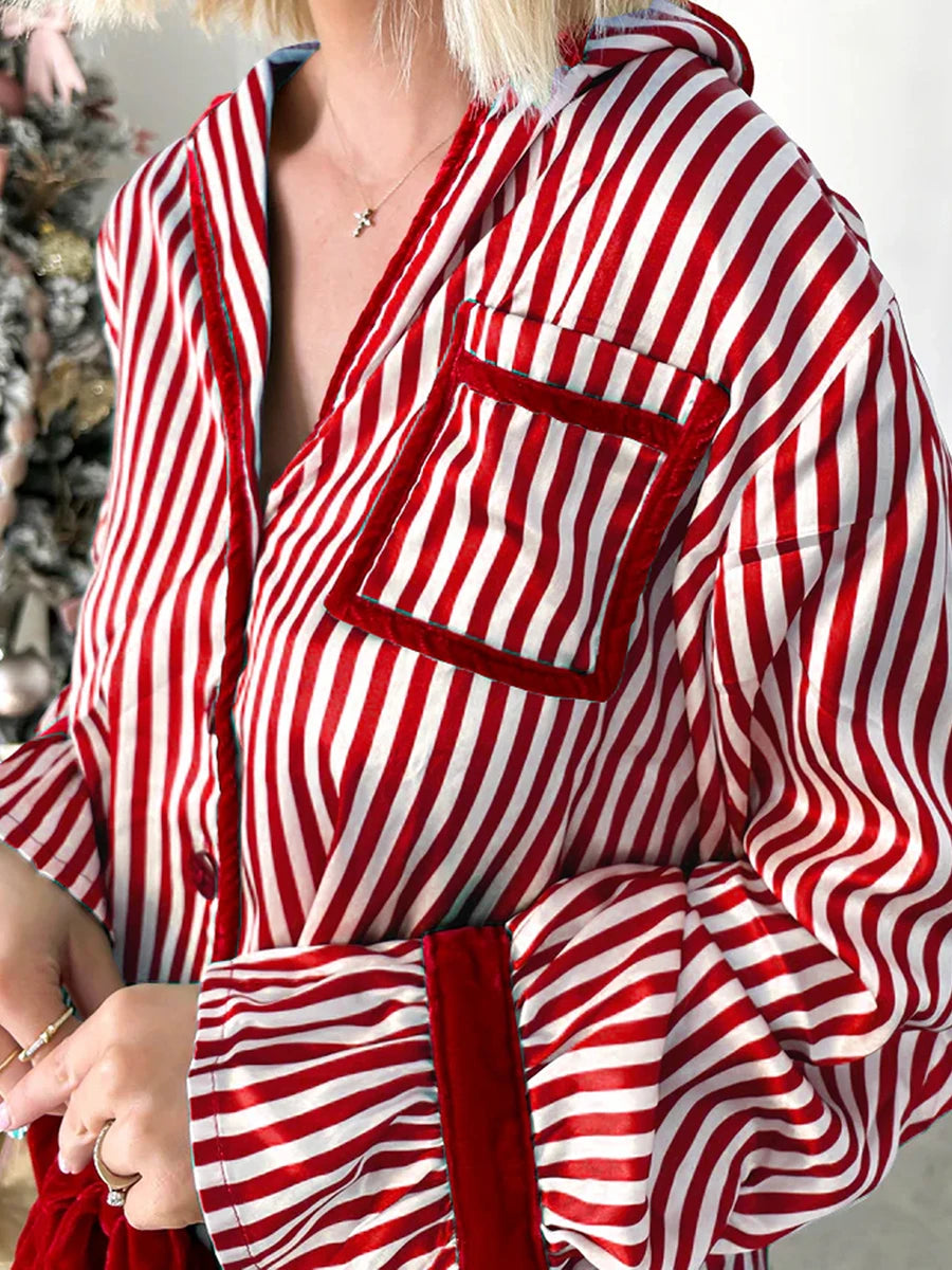 Pyjama Satin Rayé Nœud 2 Pièces | MDN Store