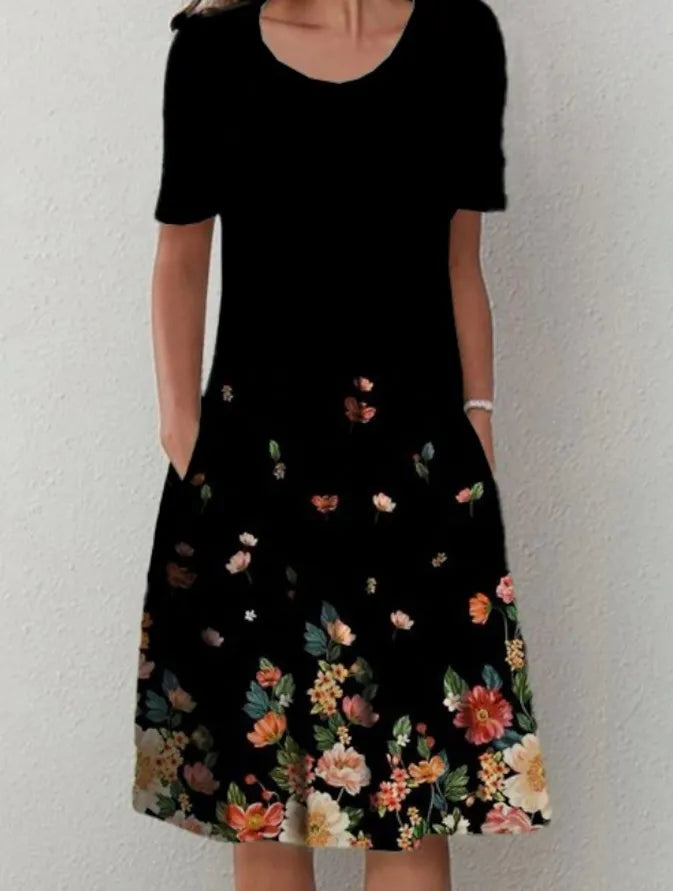 Robe Longue Femme Bohème Fleurie Volants Poches Été | MDN Store