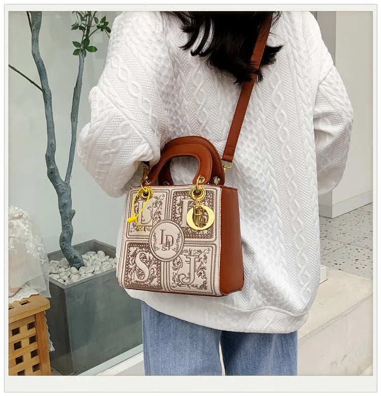 Sac à Main Femme Broderie Royale Poignée Supérieure Bandoulière - MDN
