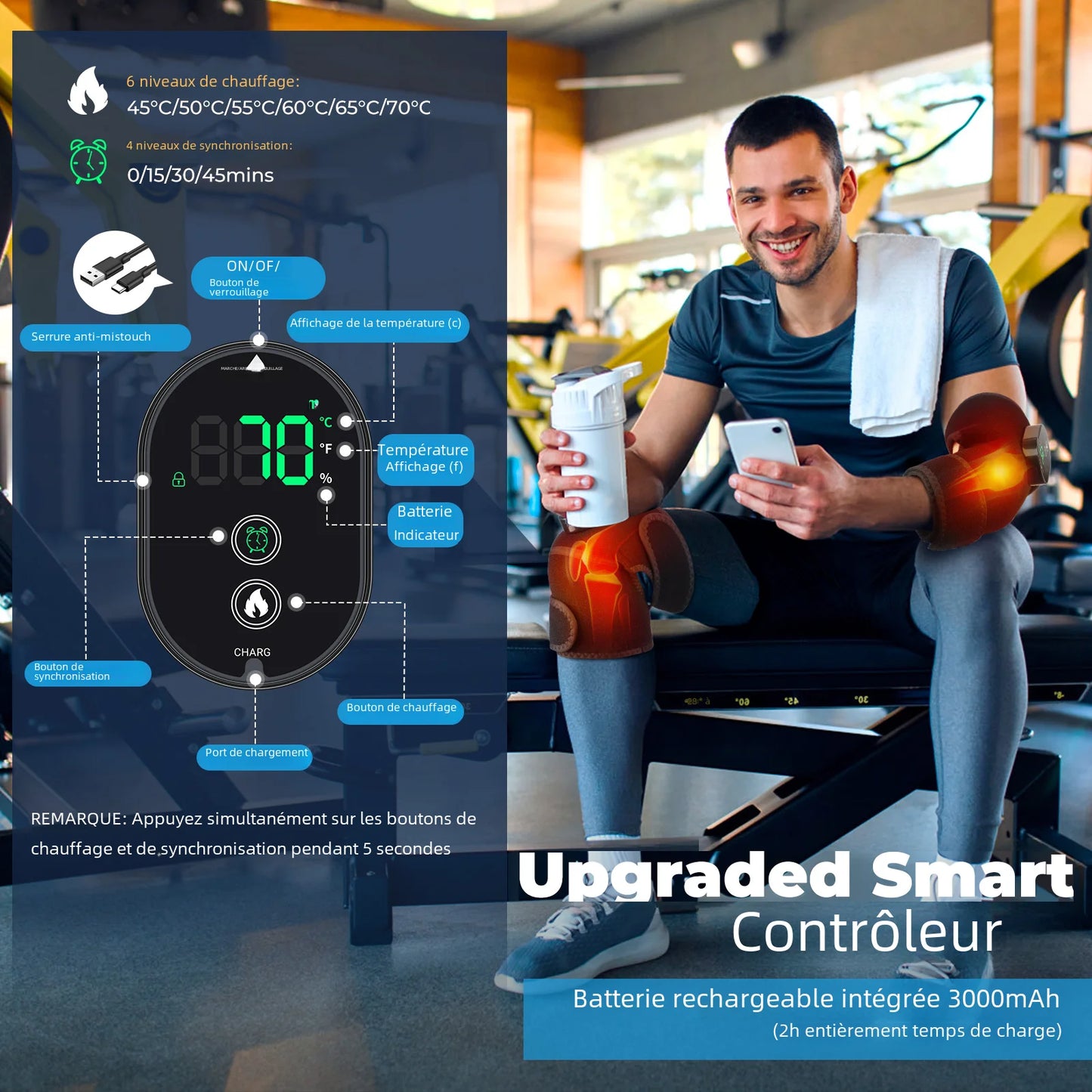 Protection Chauffante Sans Fil Épaule Genou Coude - Thérapie Chaleur | MDN