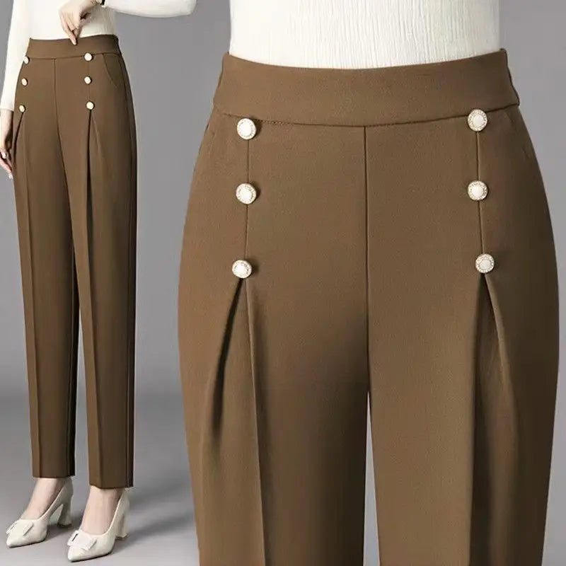 Pantalon Costume Taille Haute Kaki | MDN Store