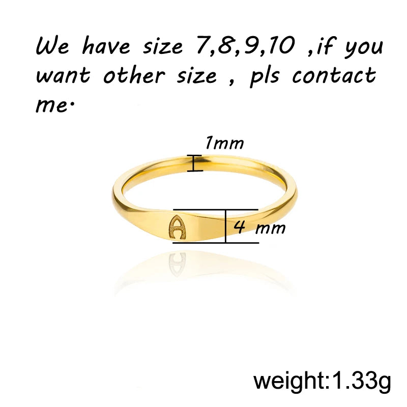 Bague Initiale Lettre Acier Doré | MDN