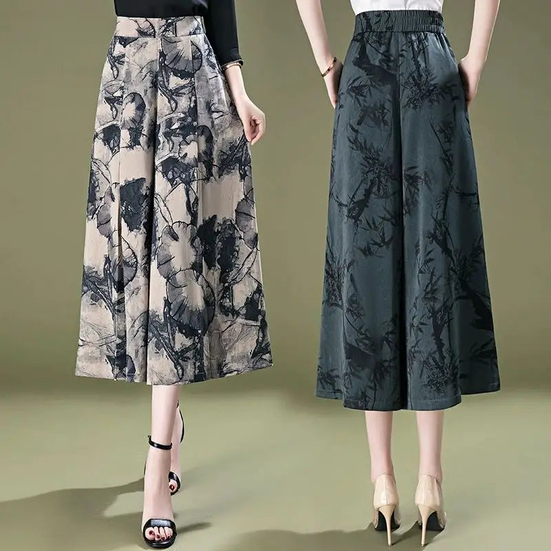 Pantalon Large Femme 7/8 Mousseline Taille Haute Léger Été | MDN Store