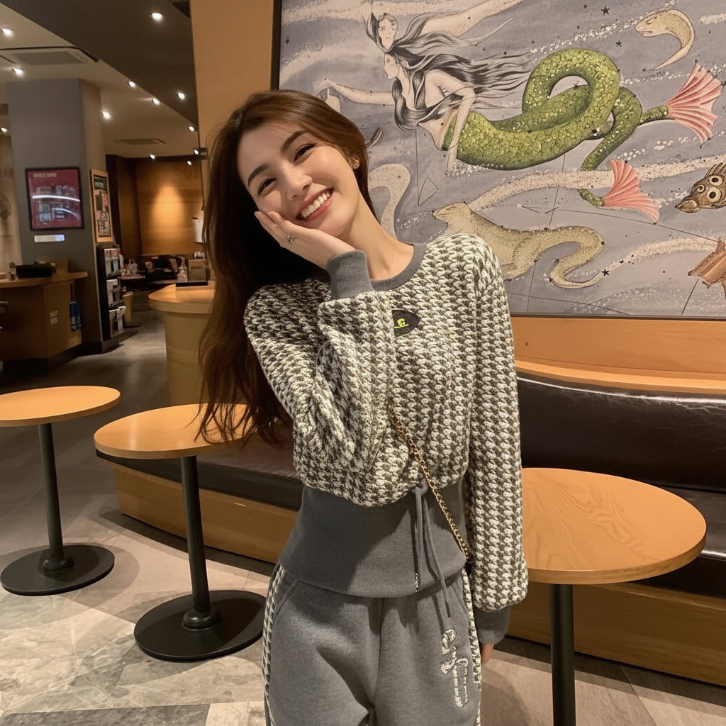 Ensemble Tweed Femme Veste & Pantalon Pattes Éléphant | MDN