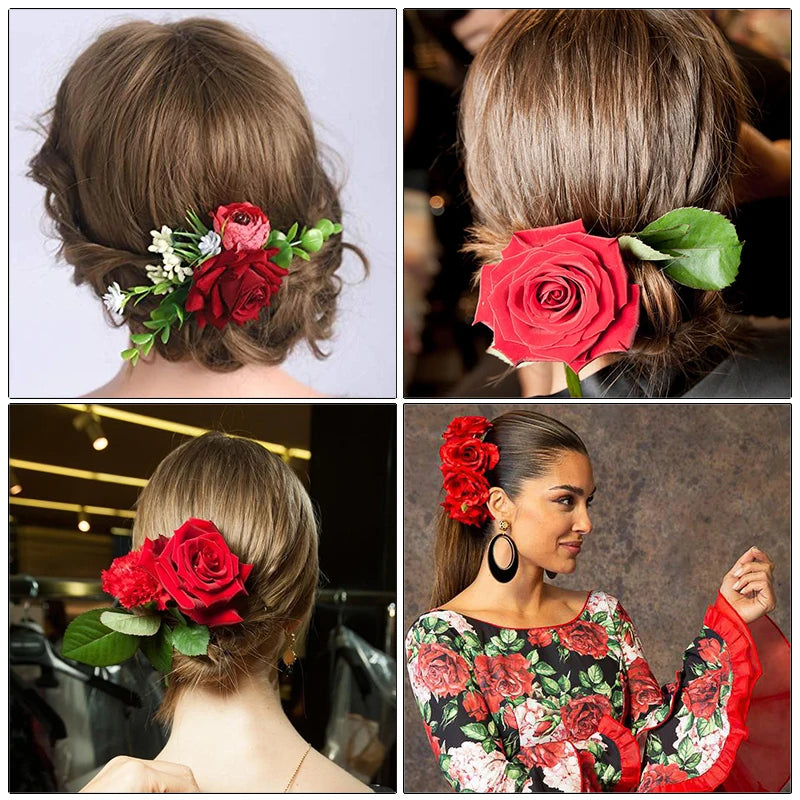 Pince Cheveux Double Rose Flanelle Boho - Barrette Fourche Élégante | MDN Store