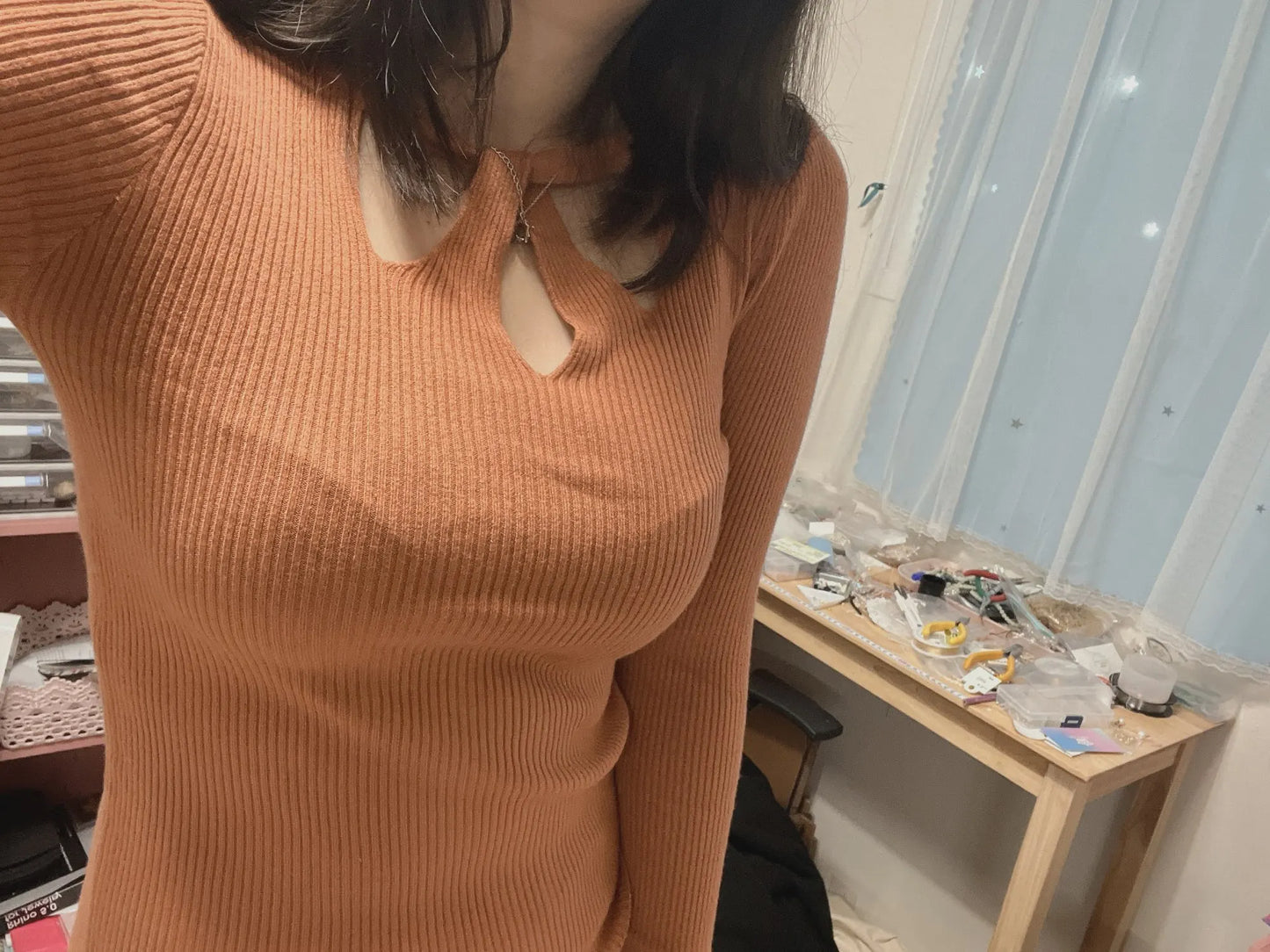 Pull Femme Col Rond Moulant Ajouré Couleur Unie - MDN