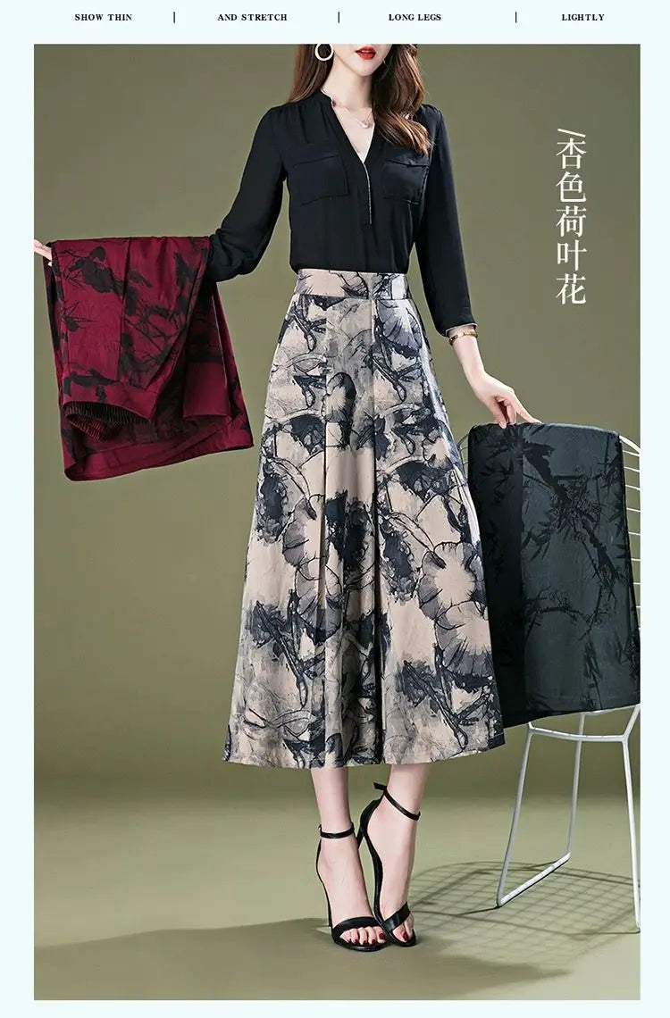 Pantalon Large Femme 7/8 Mousseline Taille Haute Léger Été | MDN Store