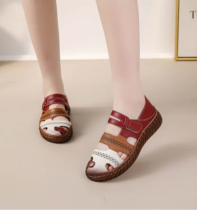 Sandales Cuir Plates Bout Fermé Lorilury | MDN Store