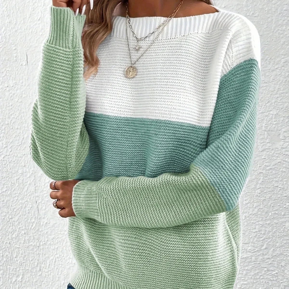 Pull Femme Ample Col Rond Tricote Epais 8 Coloris Automne Hiver | MDN Store