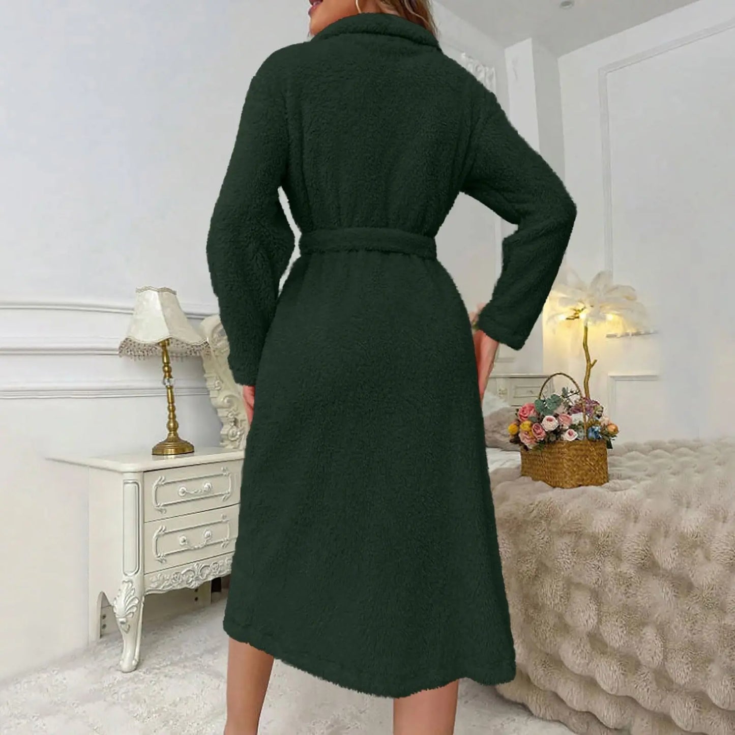 Peignoir Femme Peluche Manches Longues Automne Hiver | MDN