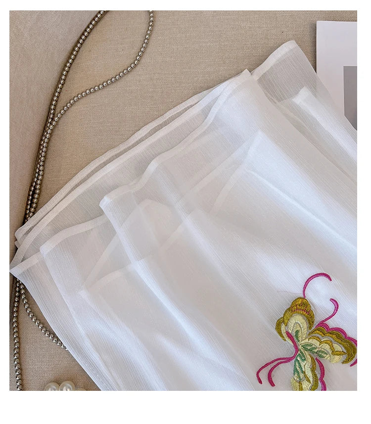 Pantalon Jupe Mousseline Brodé Femme | MDN Store