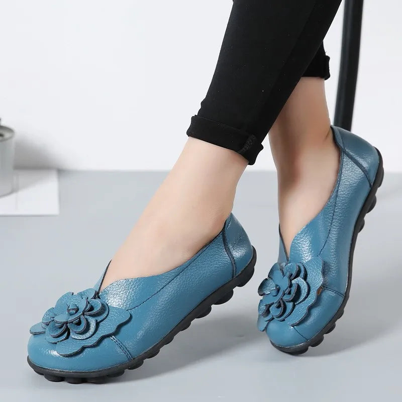 Ballerines Cuir Fleur Élégantes Grande Taille | MDN Store