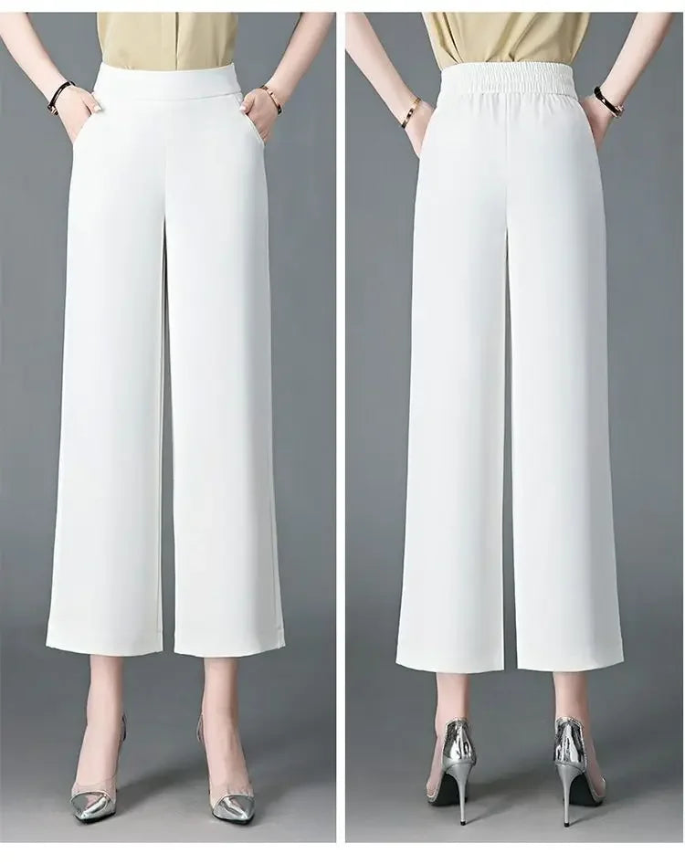 Pantalon Large Soie Glacée Blanc Femme | MDN Store
