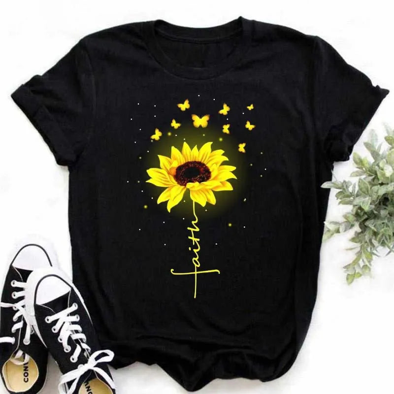 T-shirt Coton Tournesol Papillon Oversize | MDN