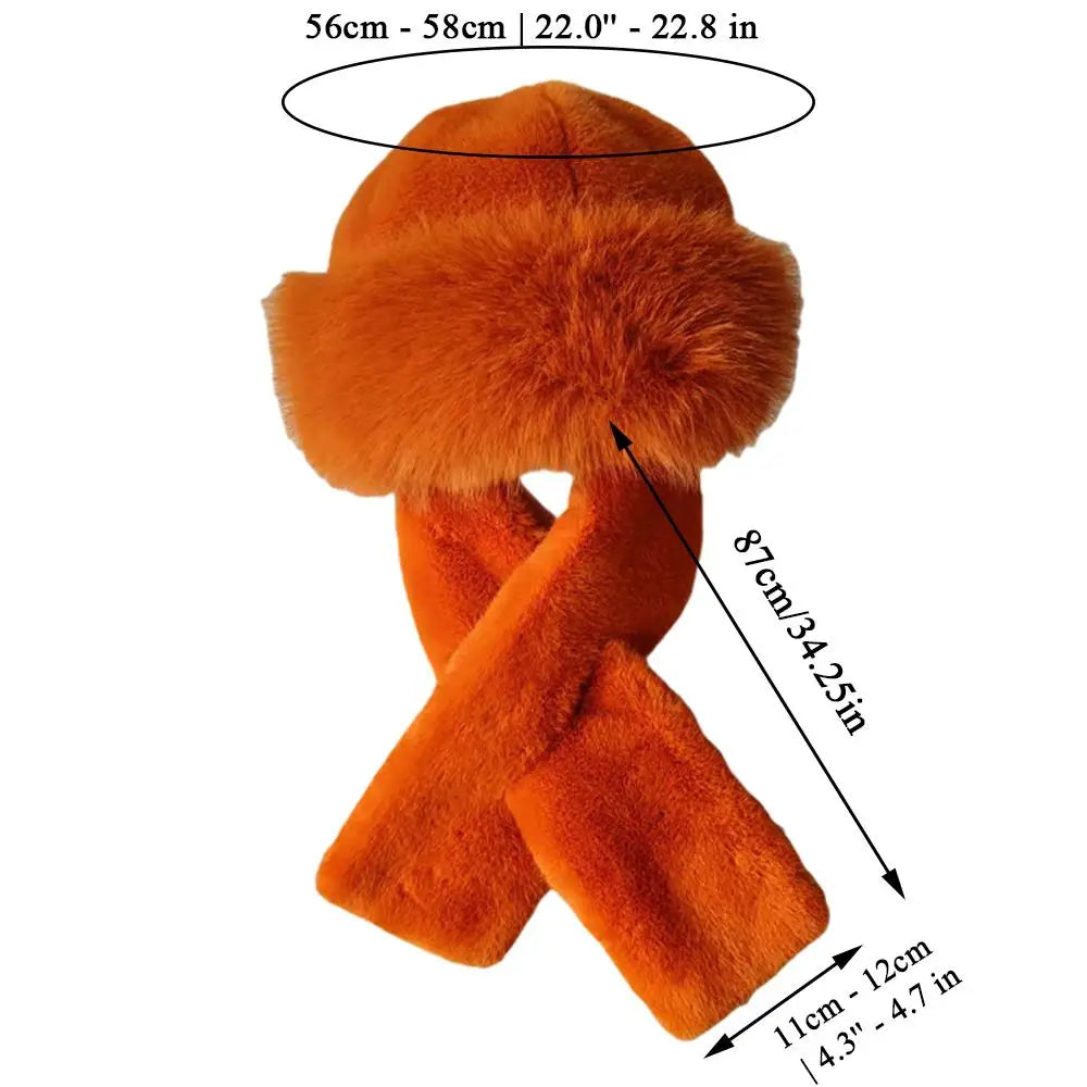 Bonnet Chapka Mongol Femme Fourrure Peluche - Écharpe Croisée Intégrée Coupe-Vent Protection Oreilles | MDN