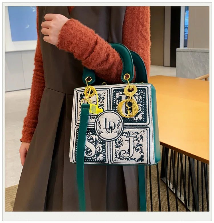 Sac à Main Femme Broderie Royale Poignée Supérieure Bandoulière - MDN