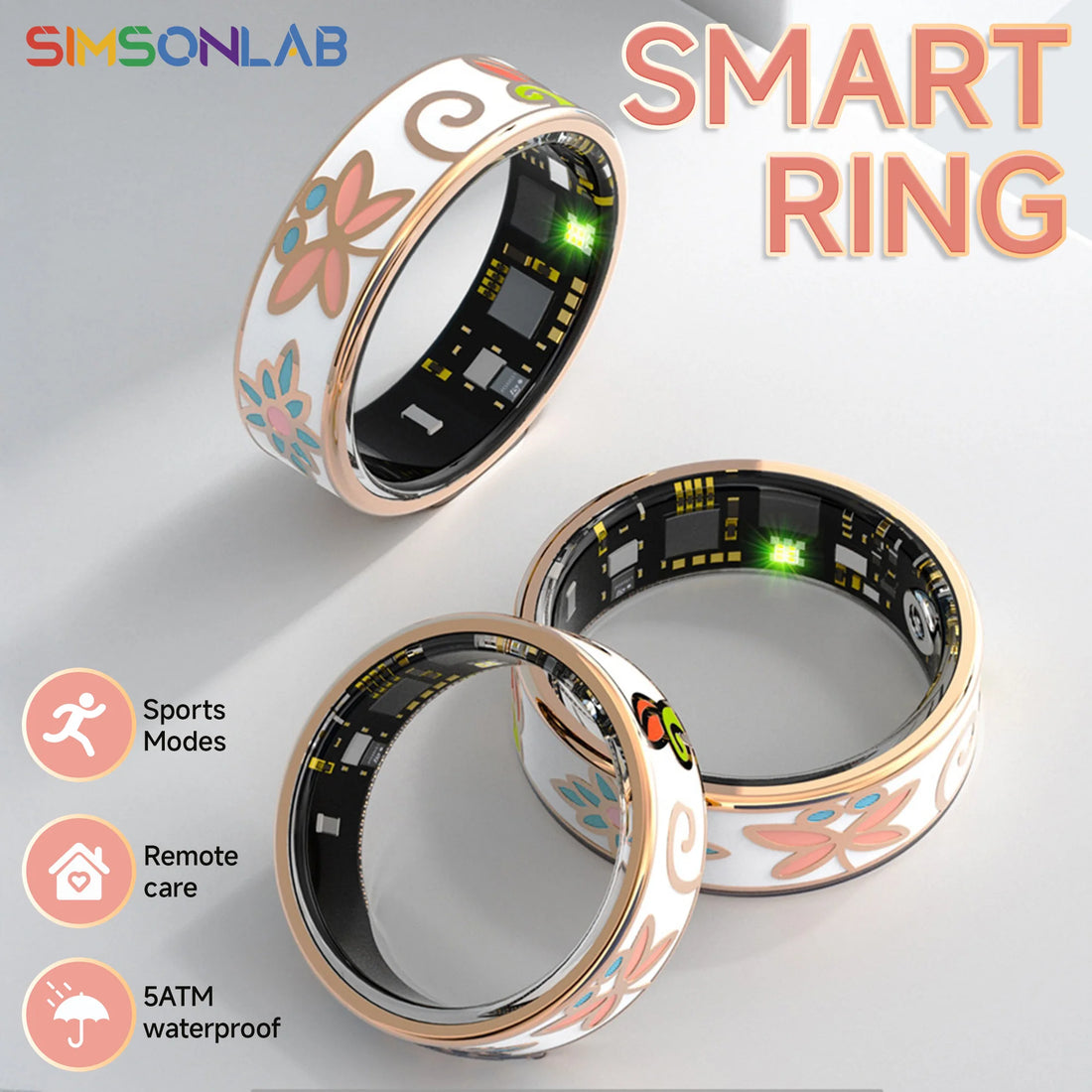 Bague Connectée Émail Coloré Santé Sommeil Sport Femme | MDN Store