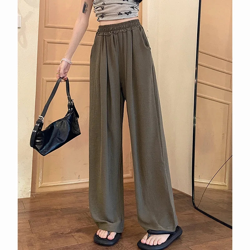 Pantalon Plissé Soie Glacée Taille Haute | MDN Store