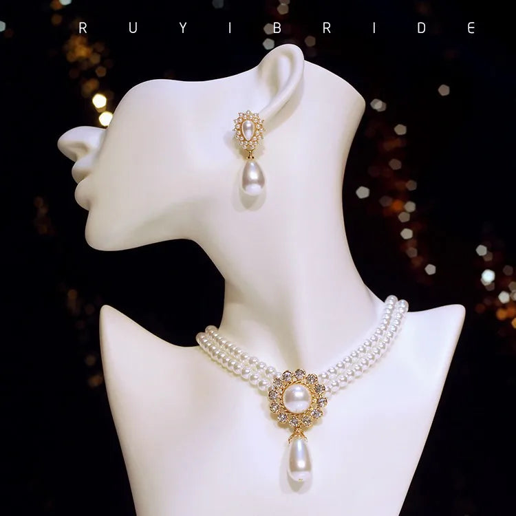 Parure Collier Boucles Perles Vintage | MDN Store