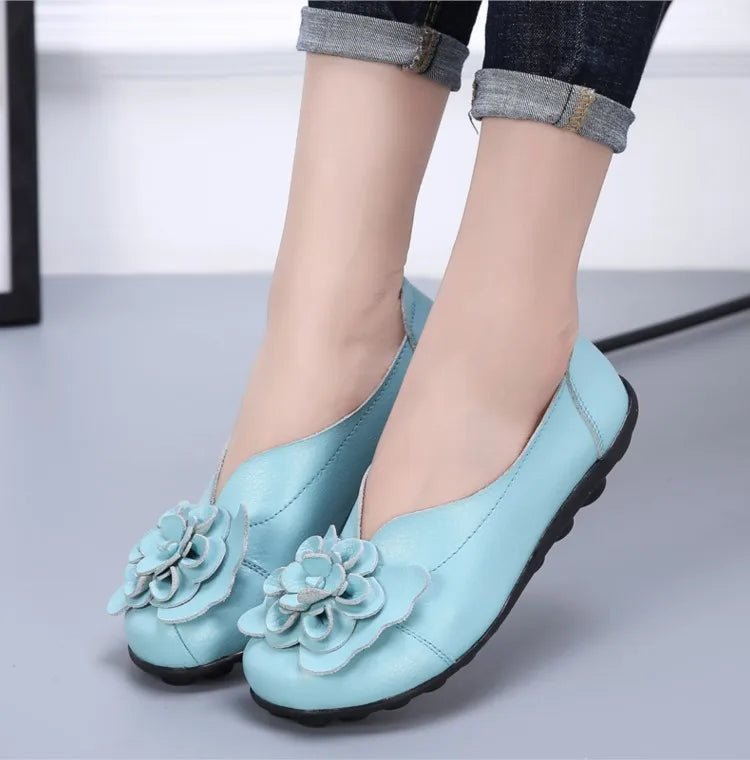 Ballerines Cuir Fleur Élégantes Grande Taille | MDN Store